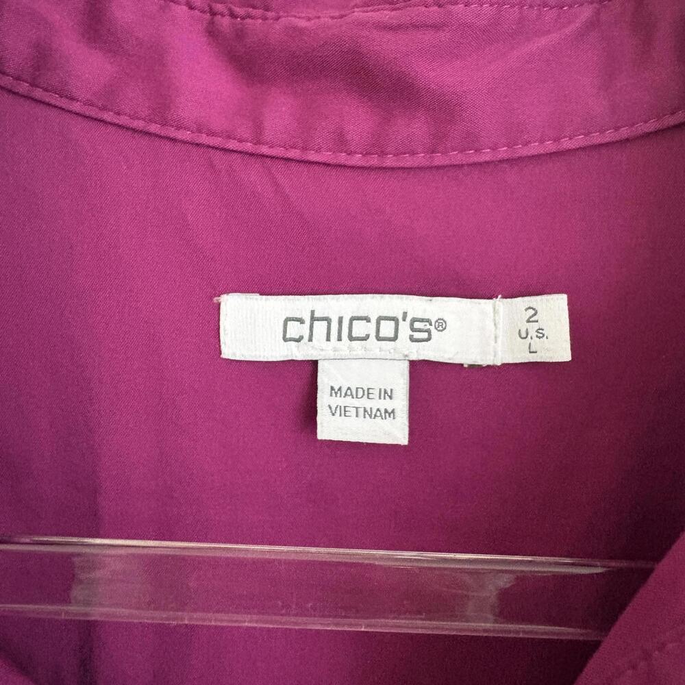 Chico’s | Short Sleeve Collared Purple Fuchsia Shirt Dress Pockets Size 2X - Picture 3 of 8